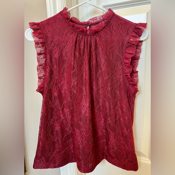 Express Tops - Express sleeveless lace ruffle top